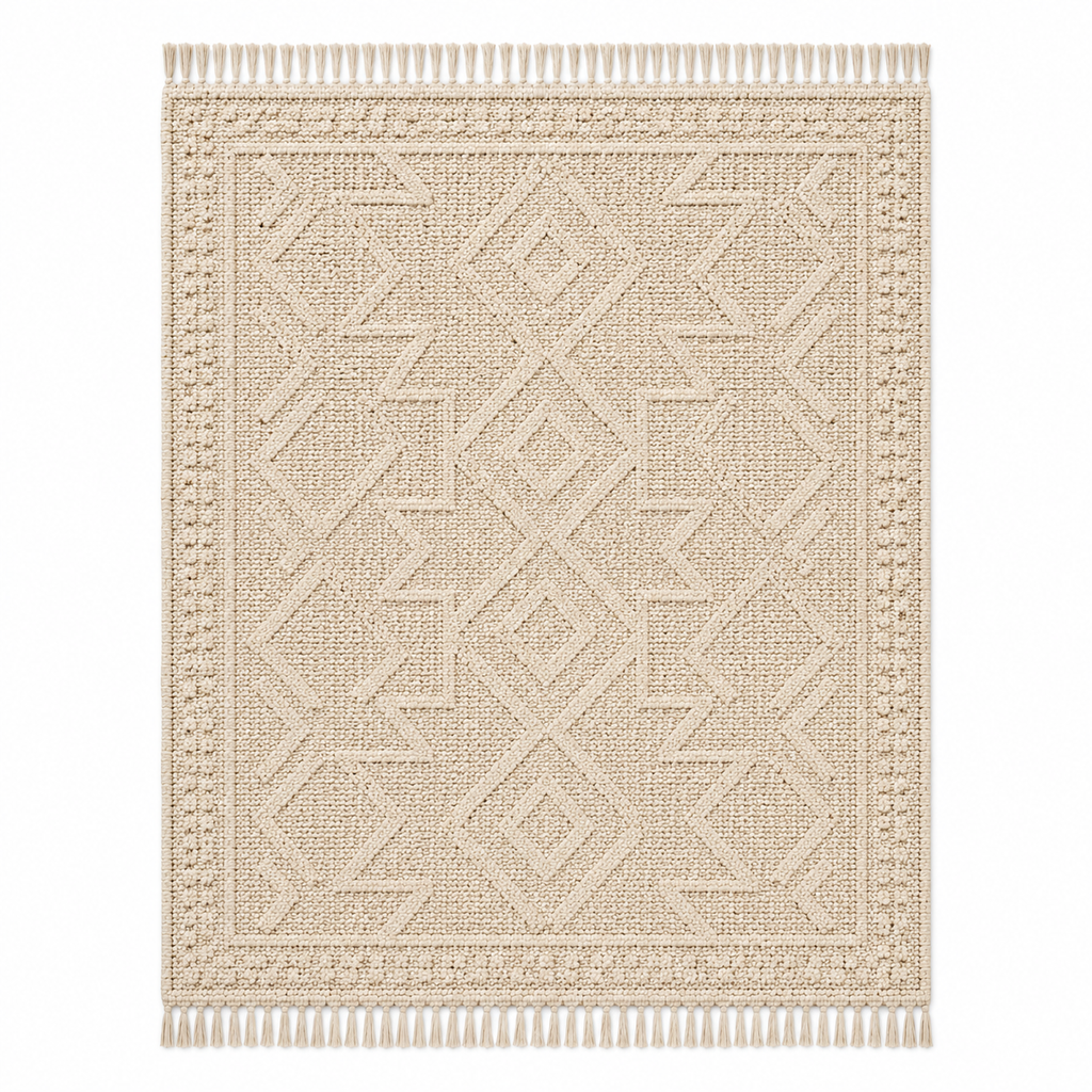Neutral Bohemian Textured Area Rug