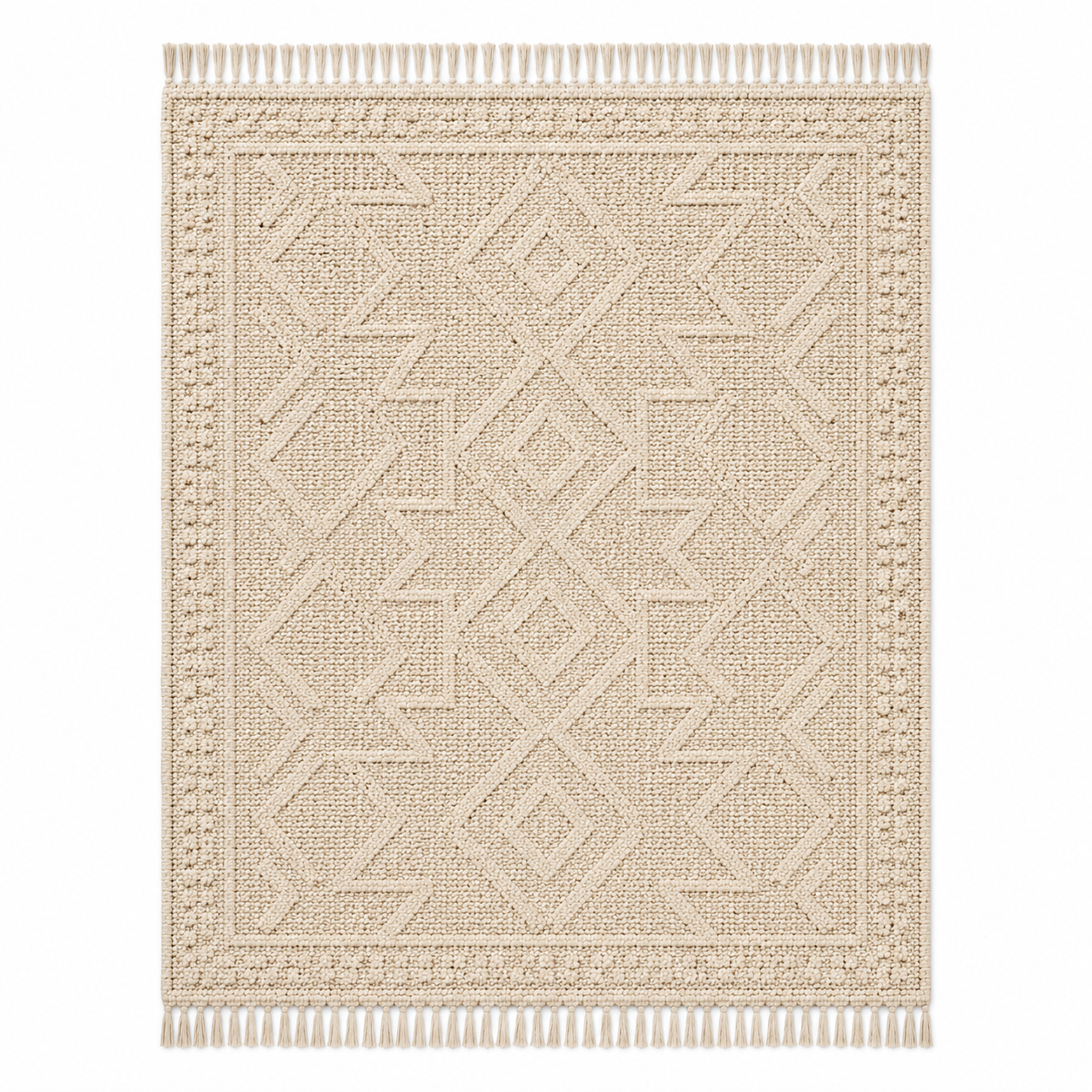 Neutral Bohemian Textured Area Rug